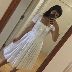 Vintage 1950s white cotton lace prairie dress size small